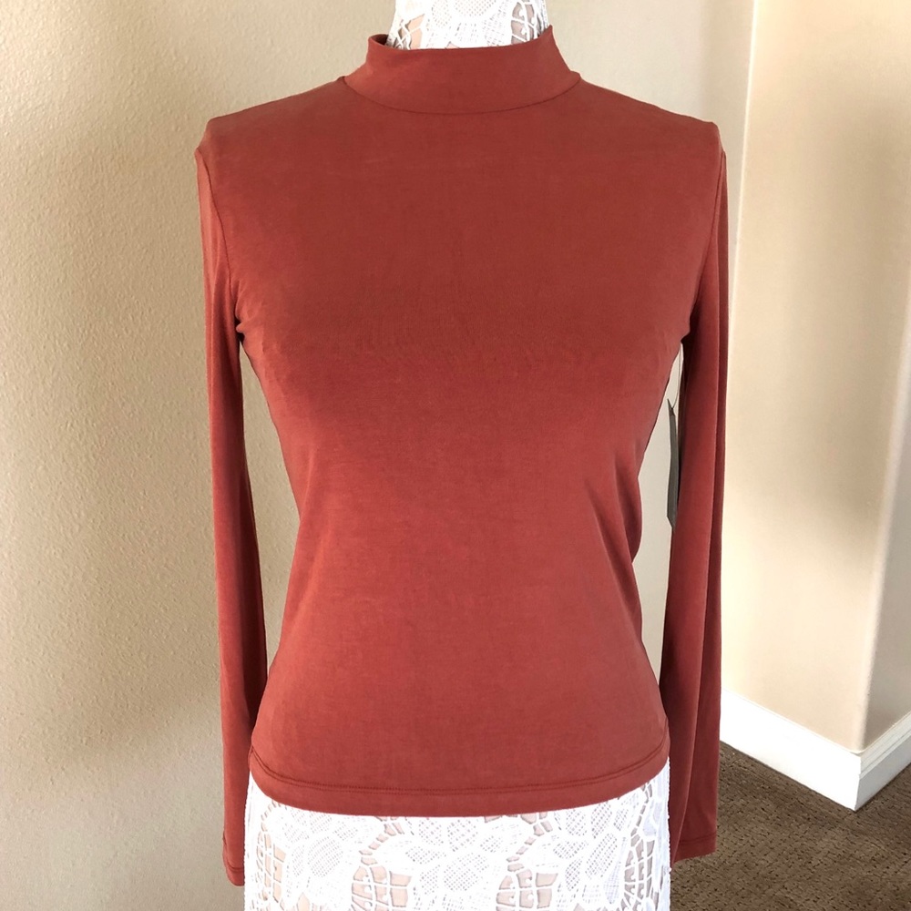 American Apparel Pink Turtle Neck Long Sleeve Top